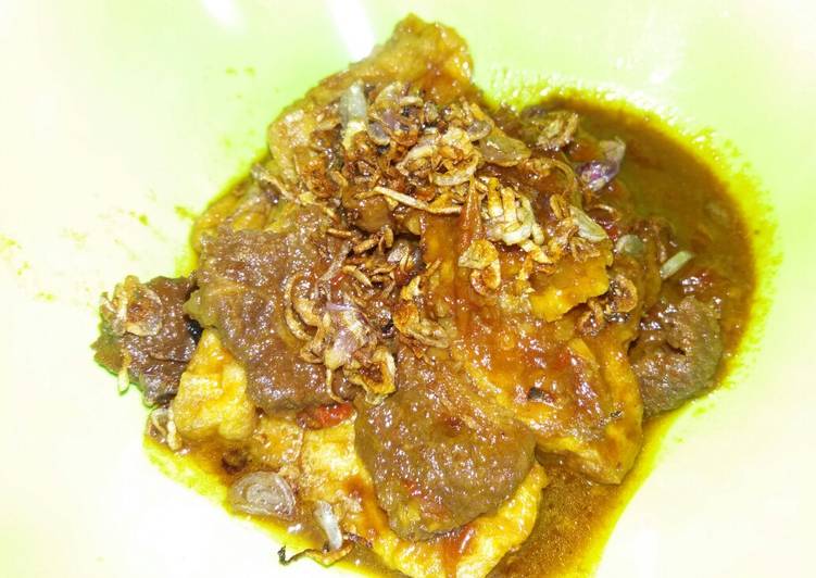 Daging masak lapis + tahu (masakan ala surabaya)