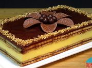 Una foto de flan de chocolate