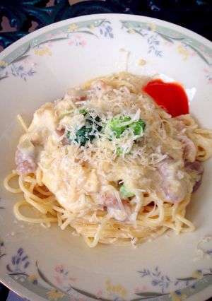 Foto resep Broccoli mushroom white sauce spaghetti