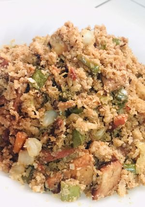 A picture of Yang Chow Fried Cauli Rice - Chinese Style Fried Rice using Cauliflower.