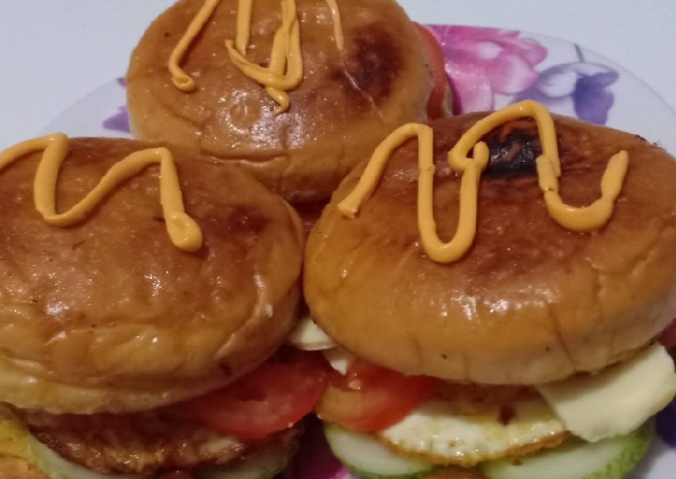 Egg burger cheese rumahan