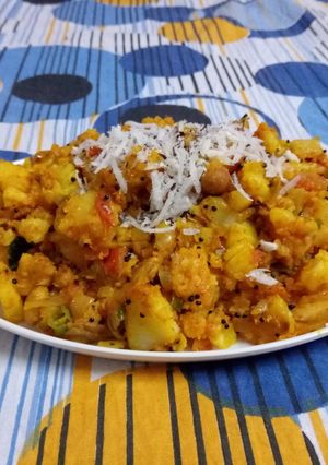 A picture of Potato and coconut dry masala.