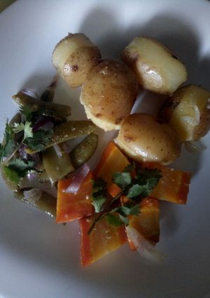 A picture of Ginger, garlic and rosemary vegetables.