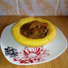 Eba and Ogbonor soup A picture of Eba and Ogbonor soup.