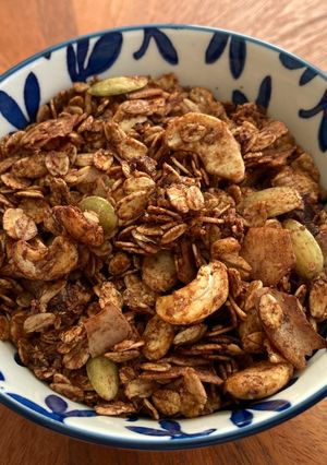 A picture of Chocolate Coconut and Cashew Granola.