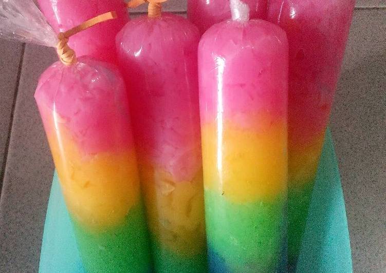 Olahan Es Jelly Pelangi | cara pembuatan Es Jelly Pelangi Yang Enak Banget