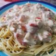 Fideos con salsa blanca