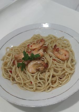 Foto resep Aglio Olio with 🍤 shrimps