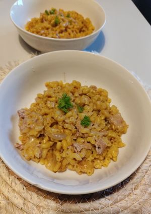 Une photo de Risotto de coquillettes au thon