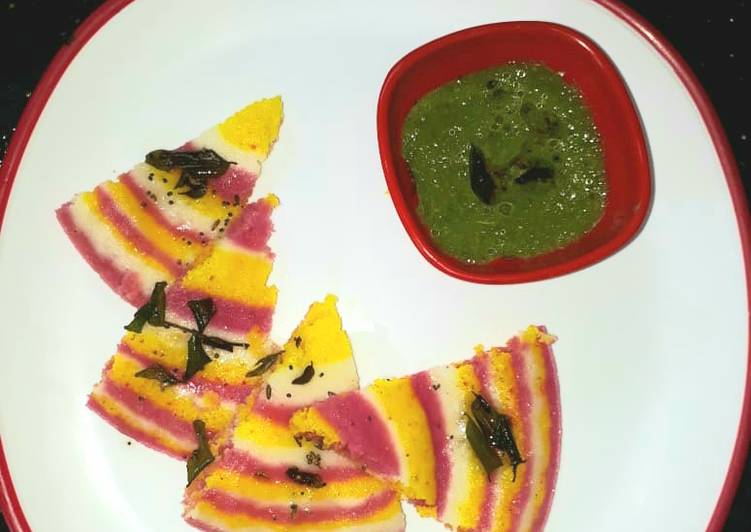 Tri colour instant Dhokla