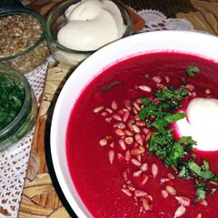 Beetroot soup A picture of Beetroot soup.