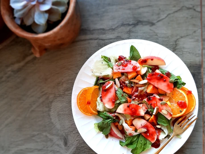 Easy Way Prepare Mango peach salad with passion thyme vinaigrette the Awesome  You can take Joss in your mouth