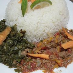 A picture of Rice and minced beef.