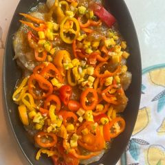 A picture of Grilled Mango Sweet Pepper Shrimp.