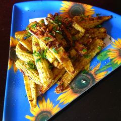 Garlic roasted babycorn A picture of Garlic roasted babycorn.