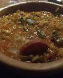 Charqui de arroz y lentejas, con chorizo colorado, bien vallisto