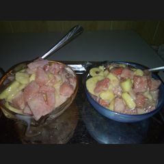 A picture of Banana and water melon.