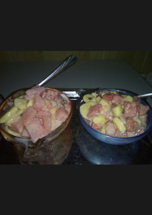 A picture of Banana and water melon.