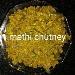 Methi and green chillies chutney A picture of Methi and green chillies chutney.