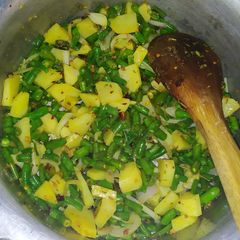 A picture of Grean beans potato recipe /aloo beans ke Sabzi.