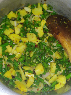 A picture of Grean beans potato recipe /aloo beans ke Sabzi.