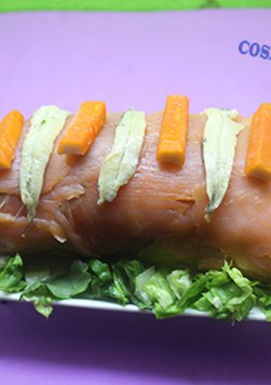 Foto principal de Tronco de salmón con gambas y surimi "apta para diabéticos"