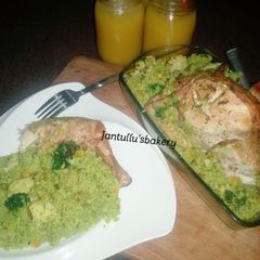 A picture of Chicken vegetables green couscous.