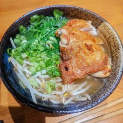 A picture of 1 hour Vietnamese Pho with Crispy Chicken Thighs.