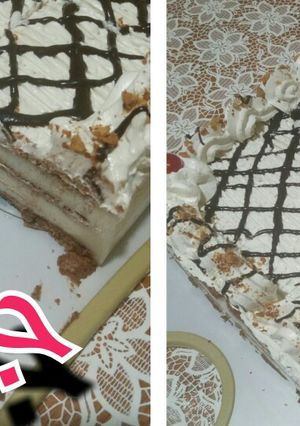 صورة لوصفة كيكة باردة بدون بيض وبدون فرن