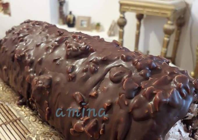 Gateau Roule Au Chocolat Et Noisettes Sans Farine Fabuleux De Amina Kitchen Cookpad
