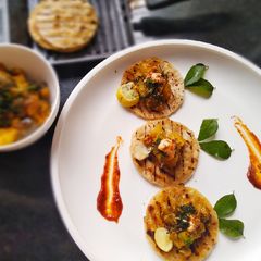 Grilled Carom seed Paratha With Eggplants masala(tacos) A picture of Grilled Carom seed Paratha With Eggplants masala(tacos).