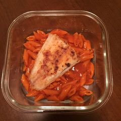 A picture of Tomato Basil Penne and Fish.