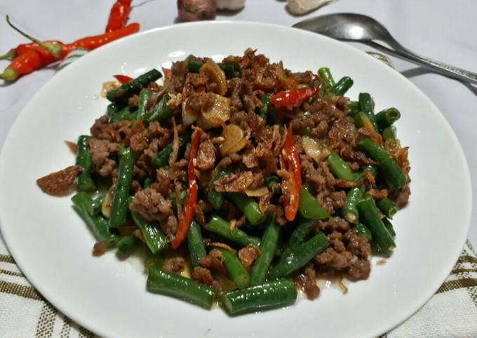 Resep Tumis Kacang Panjang daging giling creamy (#pr_kacangpanjang