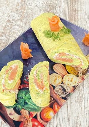 Une photo de Roulé aux courgettes/saumon fumé