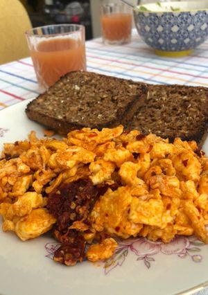 A picture of Nduja scrambled eggs.