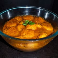 Dahi (besan bari spicy gravy) A picture of Dahi (besan bari spicy gravy).