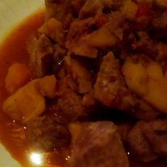 A picture of Arrow roots and sweet potatoes stew.