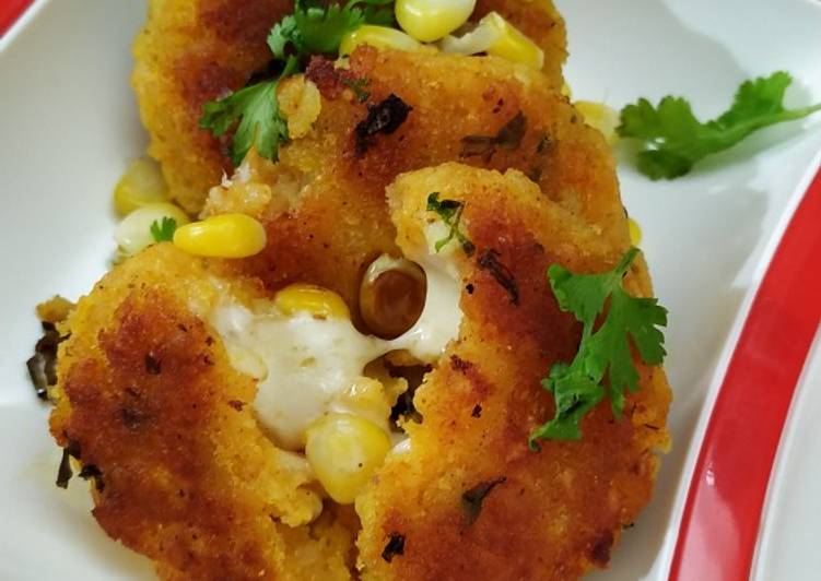 Recipe of Super Quick Homemade Corn-poha-aalo pattice