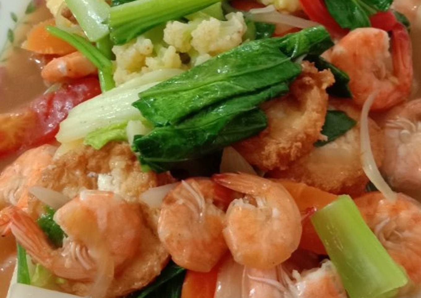 Capcay tofu udang