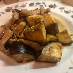 A picture of Easy Japanese style pork and aubergine stir.