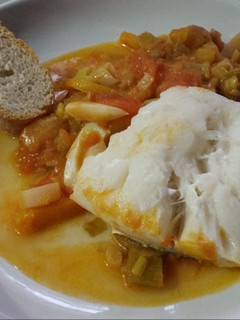 Una foto de Bacalao con puerros