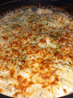Una foto de Pasta con pollo gratinado al horno