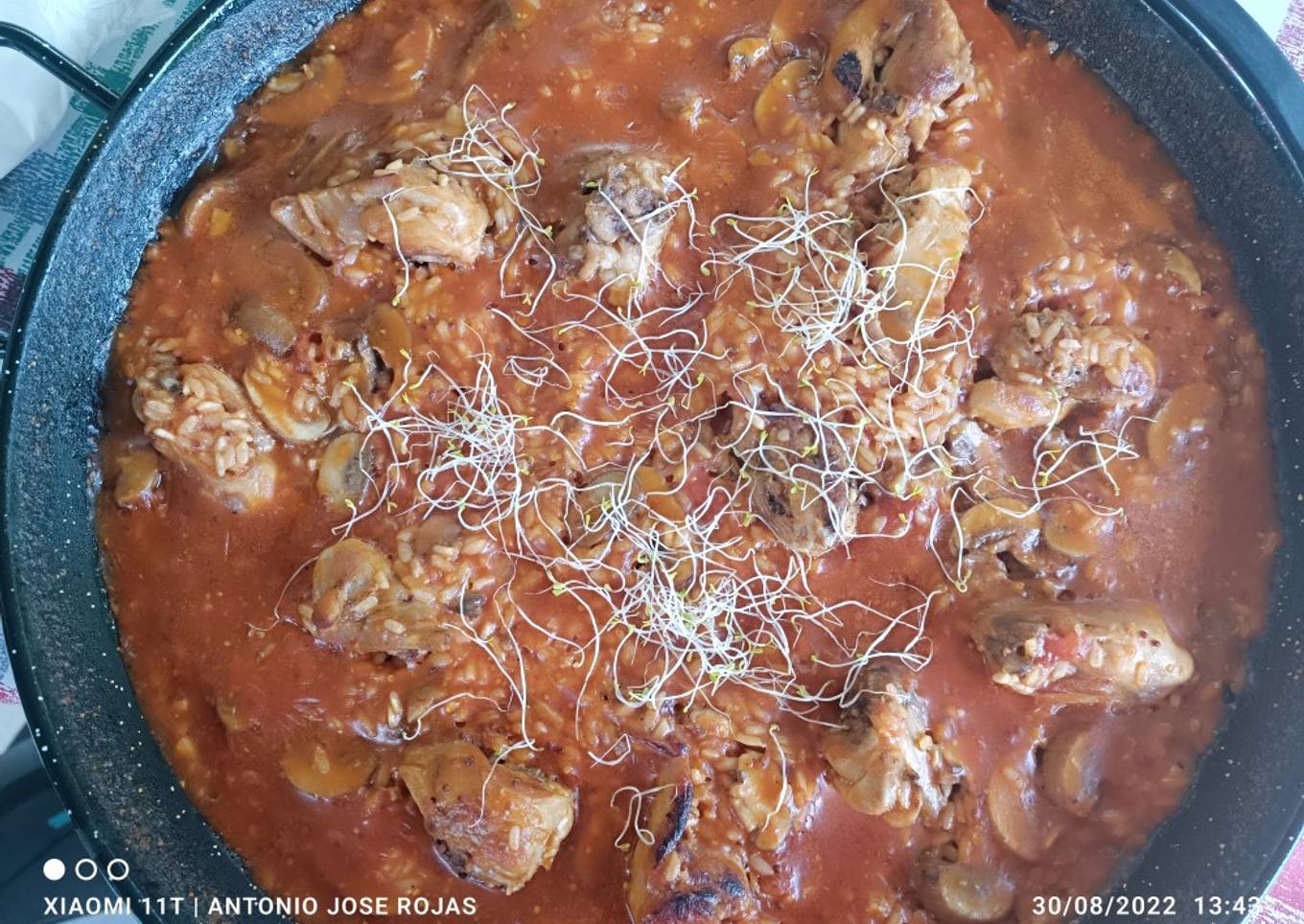 Paella de conejo y mostaza