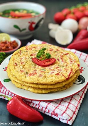 A picture of Telur Tomat (Egg Tomato Omelette).