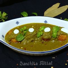 Sweet Potato and Oatmeal Koftas in Spinach Gravy A picture of Sweet Potato and Oatmeal Koftas in Spinach Gravy.