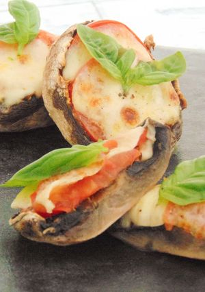 A picture of #FamilyFriendly Mozzarella Mushroom Pizzas.