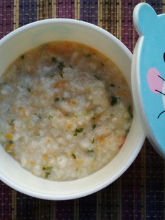Foto resep Nasi Tim Udang,Tempe, Sayur MPASI 1y+