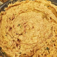 Refried beans made in a rice cooker A picture of Refried beans made in a rice cooker.