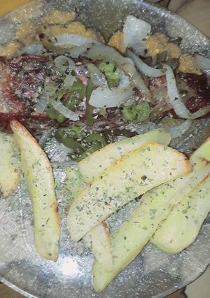 Una foto de Cuadril al horno con papas