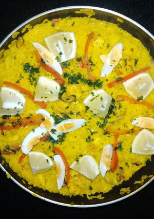 Una foto de Arroz, mariscos y pescado. Similar a Paella